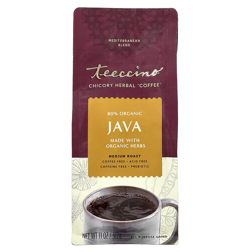 Teeccino, Chicory Herbal Coffee, Chicorée-Kräuterkaffee, Java, mittlere Röstung, koffeinfrei, 312 g (11 oz.)
