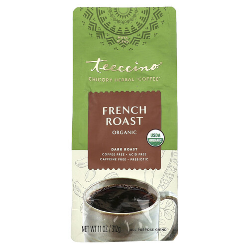 Teeccino, Organic Chicory Herbal Coffee, French Roast, Dark Roast, Caffeine Free, 11 oz (312 g)