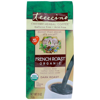 Купить Chicory Herbal Coffee, Organic French Roast, Dark Roast, Caffeine Free, 11 oz (312 g)