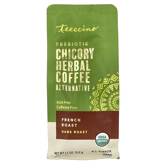 Teeccino, ვარდკაჭაჭას მცენარეული ყავა, საფრანგეთის დამუშავებული, მუქი დამუშავება, კოფეინის გარეშე, 11 უნცია (312 გრამი)