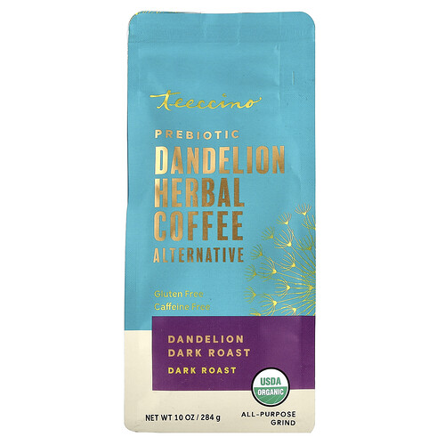 Teeccino, Organic Chicory Herbal Coffee, Dandelion, Dark Roast, Caffeine Free, 10 oz (284 g)