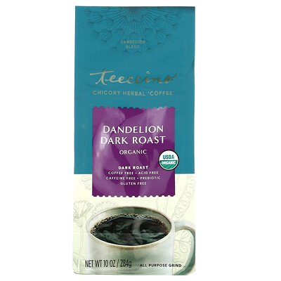 

Teeccino Chicory Herbal Coffee Dandelion Dark Roast Caffeine Free 10 oz (284 g)