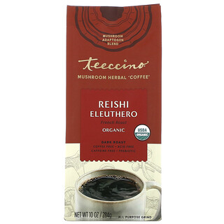 Teeccino, Травяной кофе с грибами, рейши элеутеро, темная обжарка, без кофеина, 284 г (10 унций)