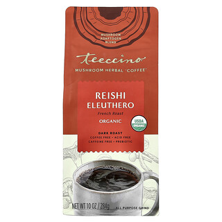 Teeccino, Mushroom Herbal Coffee, Reishi Eleuthero, Dark Roast, Caffeine Free, 10 oz (284 g)