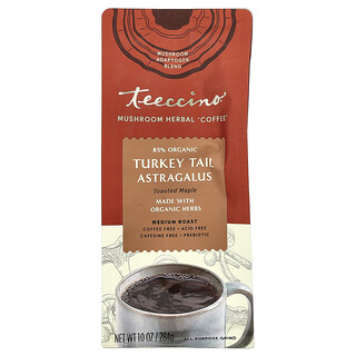 Teeccino, Café de Ervas com Cogumelo, Astragalus Cauda-de-Peru, Bordo Torrado, Torra Média, Sem Cafeína, 284 g (10 oz)