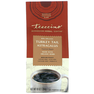 Teeccino, Mushroom Herbal 'Coffee', Turkey Tail Astragalus, Medium Roast, Caffeine Free, 10 oz (284 g)