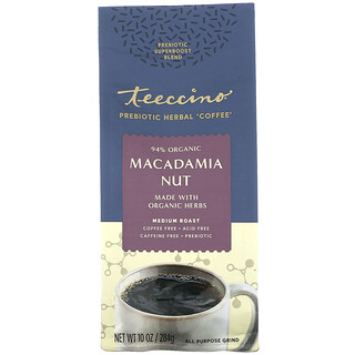 Teeccino, Prebiotic Herbal Coffee, Macadamia Nut, Medium Roast, Caffeine Free, 10 oz (284 g)