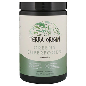 Отзывы о Terra Origin, Greens Superfoods, Mint, 9.5 oz (270 g)