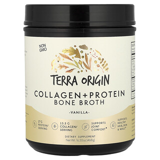 Terra Origin, 膠原蛋白 + 骨湯蛋白質粉，香草味，16.5 盎司（468 克）