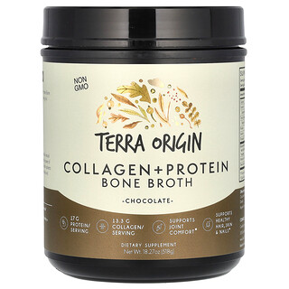 Terra Origin, Kollageeni + proteiini luuliemi, suklaa, 518 g