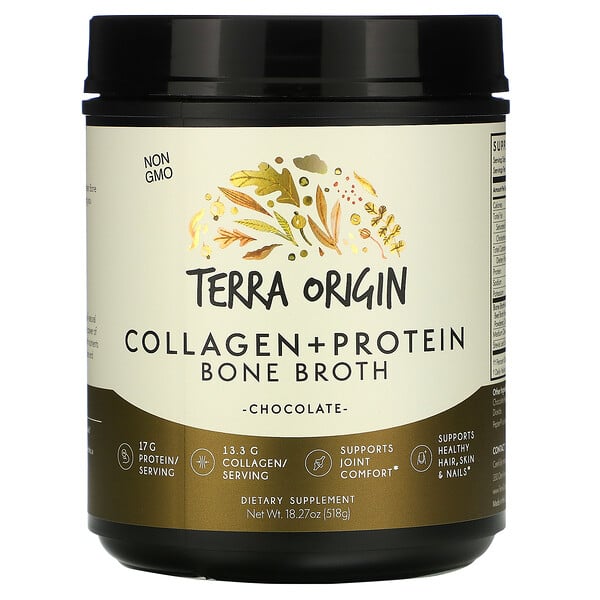Collagen +Protein Bone Broth, Chocolate, 18.9 oz (536 g)