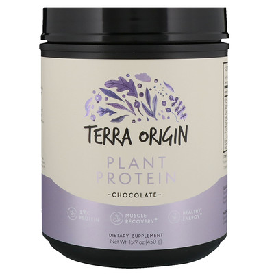Terra Origin Plant Protein Powder, Chocolate, 15.9 oz (450 g)