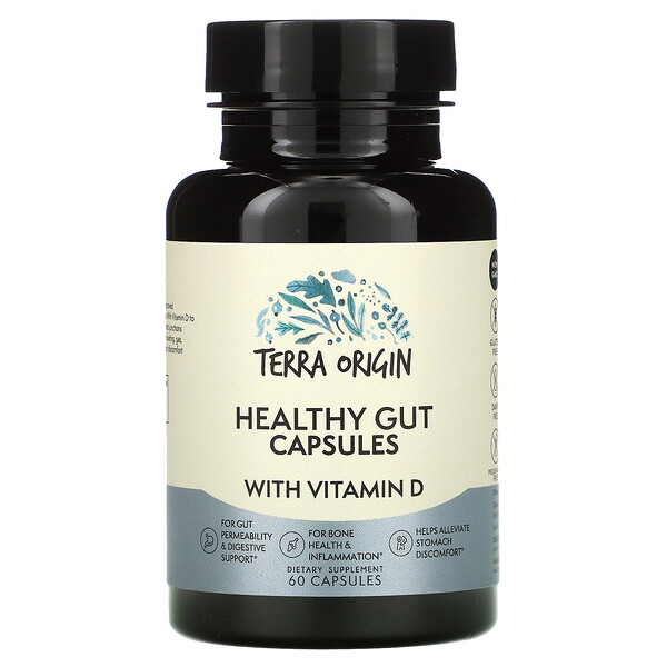 Terra Origin‏, Healthy Gut Capsules with Vitamin D, 60 Capsules