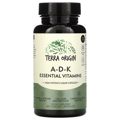 Terra Origin A-D-K Essential Vitamins, 60 Liquid Capsules
