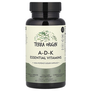 Terra Origin, Vitaminas Essenciais ADK, 60 Cápsulas Líquidas