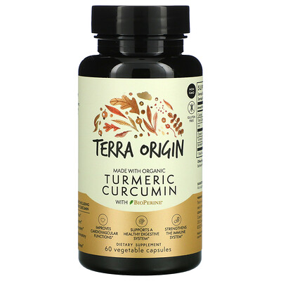 Terra Origin Turmeric Curcumin With BioPerine, 60 Vegetable Capsules