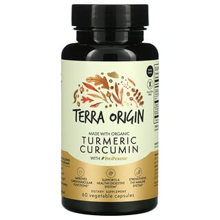 Terra Origin, BioPerine（バイオペリン）配合ターメリッククルクミン、ベジカプセル60粒
