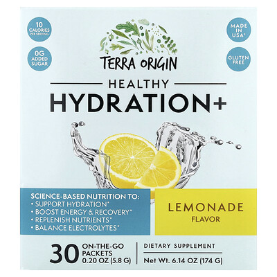 Terra Origin, Healthy Hydration+, Lemonade, 30 On The Go Packets, 0.20 oz (5.8 g) Each