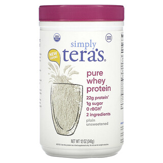 Simply Tera's, Protéines de lactosérum pur, Non sucré, 340 g