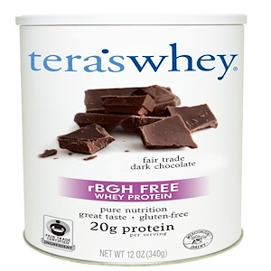 Tera's Whey, Сывороточный протеин без гормонов роста, с этически покупаемым темным шоколадом, 12 унций (340 г)