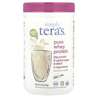 Simply Tera's, Alimentado con pasturas, Proteína de suero de leche de Simply Pure, Vainilla bourbon, 340 g (12 oz)