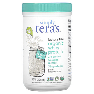 Simply Tera's, Proteína de suero de leche orgánica, Sin lactosa, Natural sin endulzar, 340 g (12 oz)