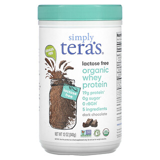 Simply Tera's, Proteína de suero de leche orgánica, Sin lactosa, Chocolate negro, 340 g (12 oz)