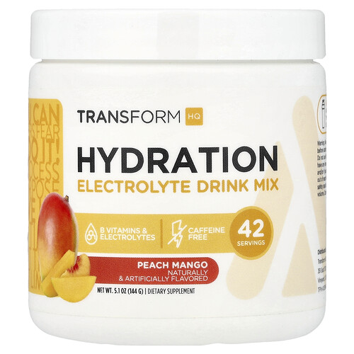 TransformHQ, Hydration, Electrolyte Drink Mix, Elektrolyt-Trinkmischung, koffeinfrei, Pfirsich-Mango, 135,7 g (4,8 oz.)