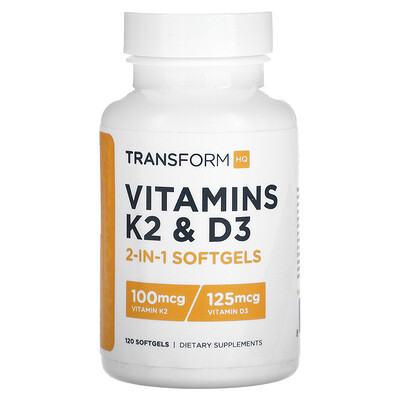 TransformHQ, Vitaminas K2 y D3, 120 cápsulas blandas