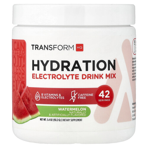 TransformHQ, Hydration, Elektrolytgetränk-Mix, koffeinfrei, Wassermelone, 151,2 g