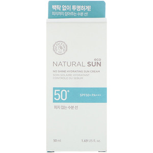 Отзывы о Зе Фасе Шоп, Natural Sun Eco, No Shine Hydrating Sun Cream, SPF50+ PA+++, 1.69 fl oz (50 ml)