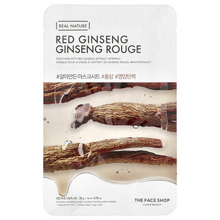 The Face Shop, Real Nature，美容面膜，紅參，1 片，0.70 盎司（20 克）