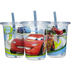 Отзывы о Зе ферст ерс, Disney Cars, Take & Toss Straw Cups, 18+ Months, 3 Pack — 10 oz (296 ml)