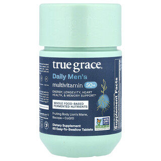 True Grace, 50 岁以上男性每日多维生素，60 片易吞咽片剂