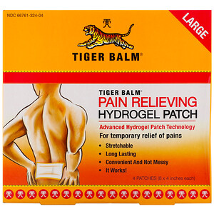 Отзывы о Тигер Балм, Pain Relieving Patch, Large, 4 Patches (8 x 4 in. Each)