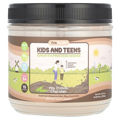 TruHeight  Kids And Teens Growth Pea Protein Shake  For Kids 5+  Chocolate  0.85 lbs (386 g)