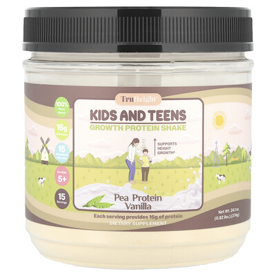 TruHeight  Kids and Teens Growth Pea Protein Shake  For Kids 5+  Vanilla  0.82 lbs (374 g)