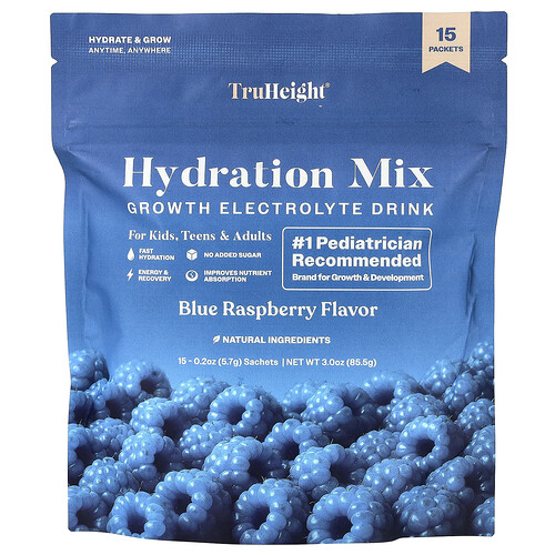 Truheight Hydration Mix, Blue Raspberry, 15 Packets, 0.2 oz (5.7 g) Each