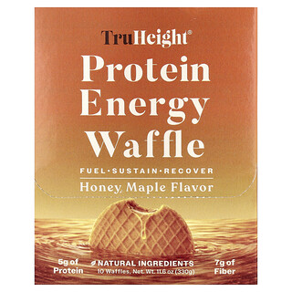 TruHeight, Protein Energy Waffle, Honey Maple, 10 Waffles, 1.2 oz (33 g) Each