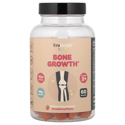 TruHeight, Niños, Gomitas para favorecer el crecimiento de los huesos, Para niños de 2 años en adelante, Fresa, 60 gomitas