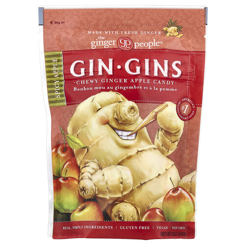 The Ginger People, Gin·Gins, Chewy Ginger Apple Candy, Kau-Ingwer-Apfel-Bonbon, Würziger Apfel, 84 g (3 oz.)