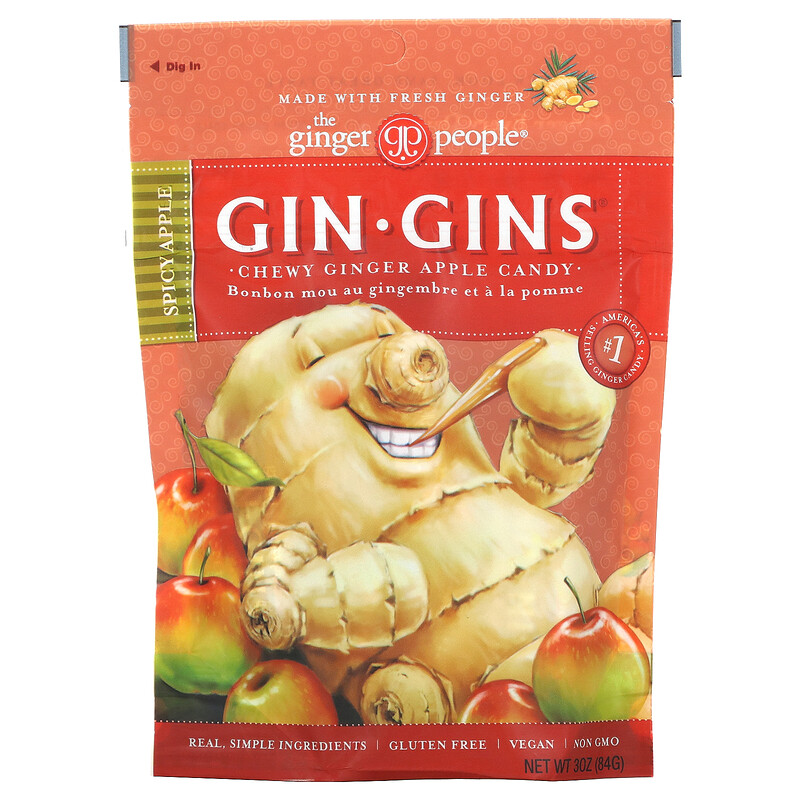 The Ginger People Gin·gins Chewy Ginger Apple Candy Spicy Apple 3 Oz 84 G