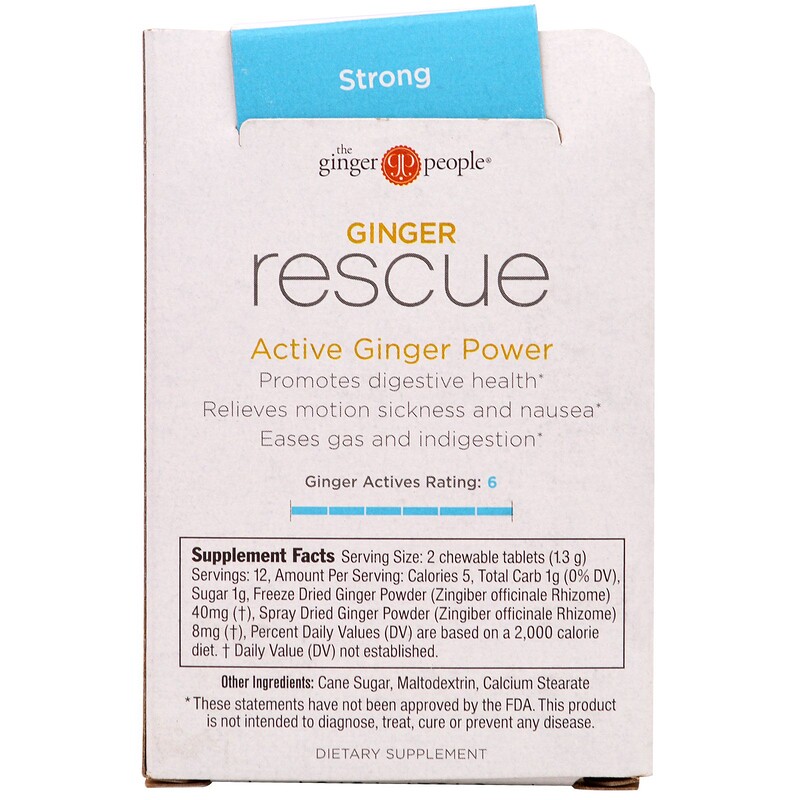 The Ginger People, Ginger Rescue, Chewable Ginger Tablets, Strong, 24