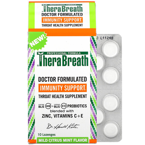 TheraBreath‏, Immunity Support, Throat Health Supplement, Mild Citrus Mint, 10 Lozenges