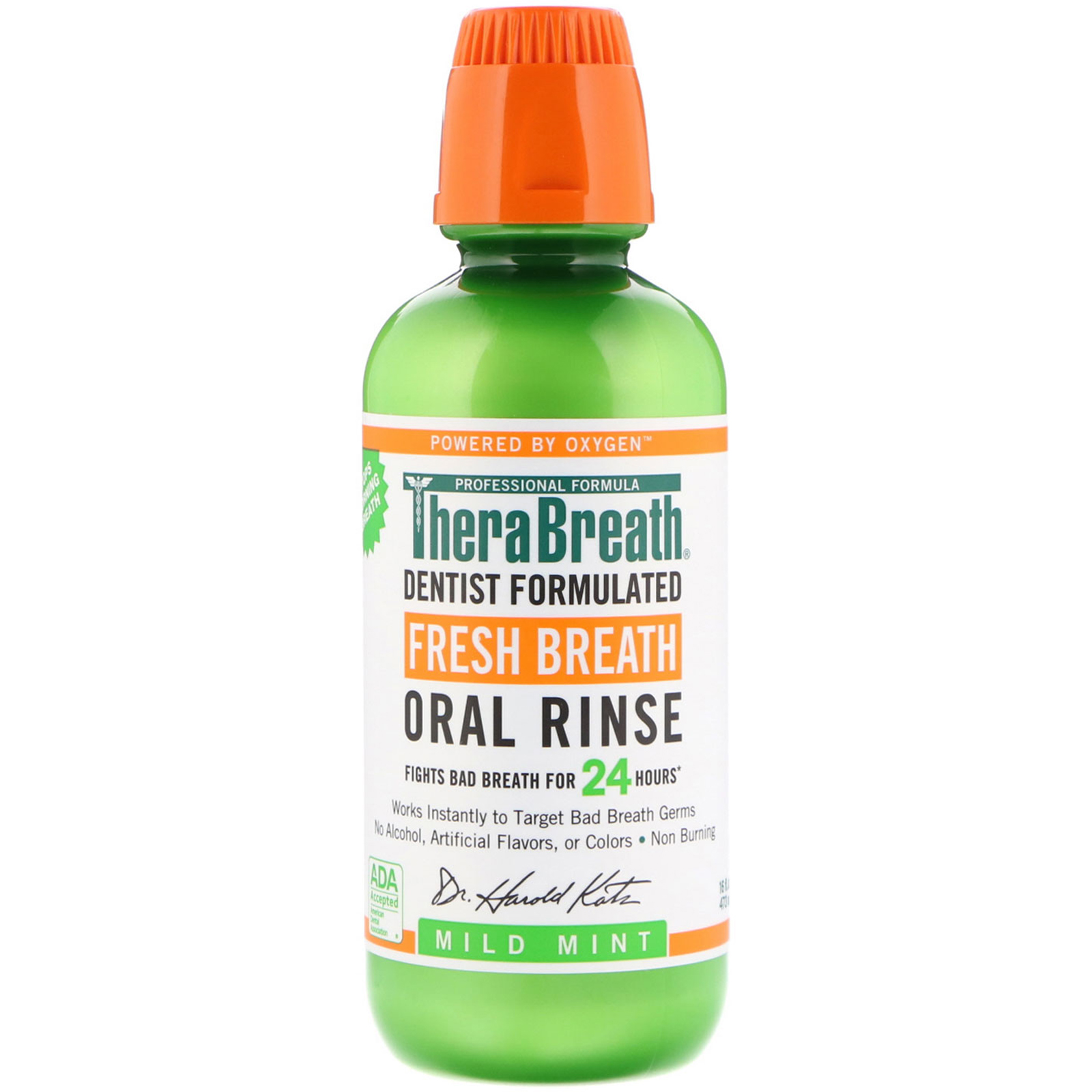 TheraBreath, Fresh Breath, Oral Rinse, Mild Mint, 16 fl oz (473 ml) - iHerb