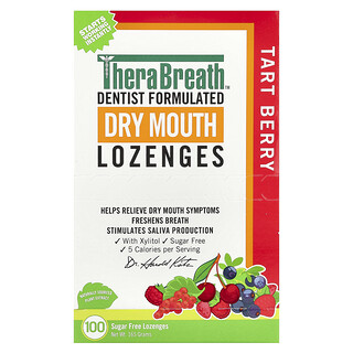 TheraBreath, Pastillas para la resequedad bucal, sin azúcar, bayas ácidas, 100 pastillas