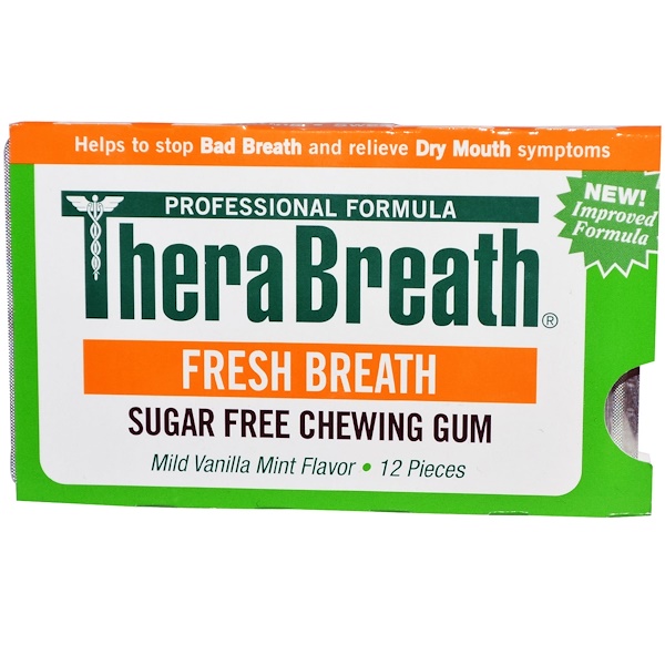 TheraBreath, Fresh Breath, Sugar Free Chewing Gum, Mild Vanilla Mint