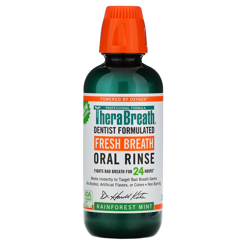 TheraBreath, Fresh Breath, Oral Rinse, Rainforest Mint, 16 fl oz (473 ...