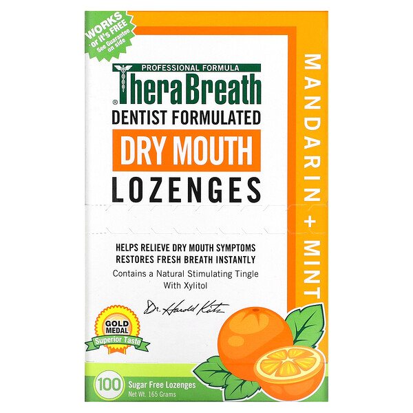 TheraBreath Dry Mouth Lozenges, Mandarin Mint, 100 Sugar Free Lozenges