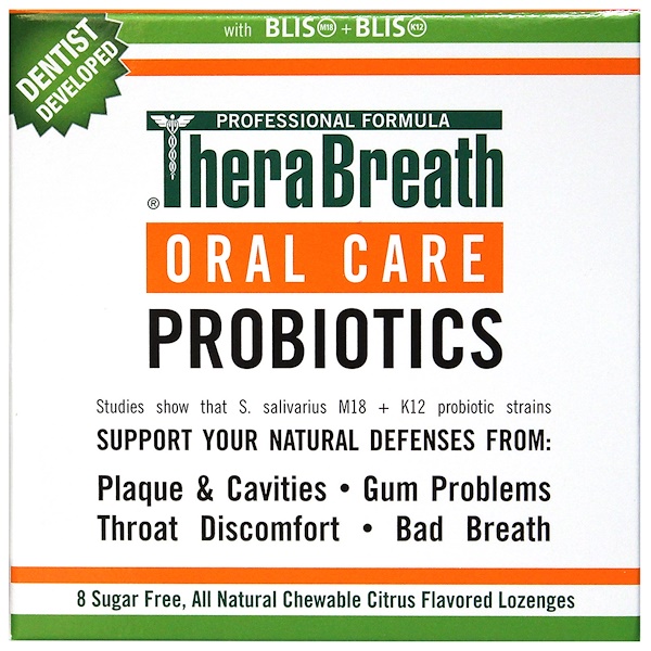 TheraBreath, Oral Care Probiotics, Citrus Flavor, 8 Sugar Free Lozenges ...